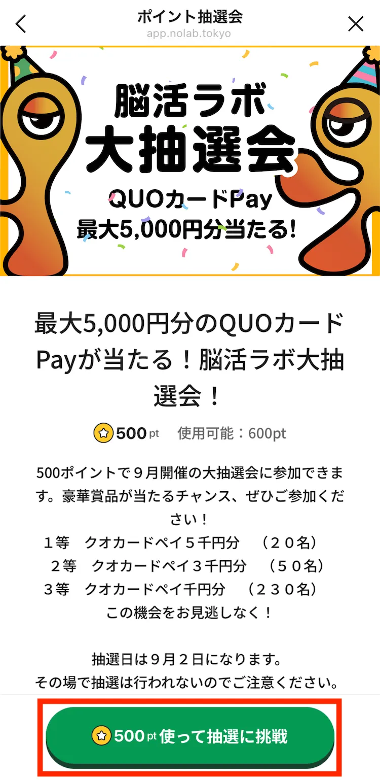 大抽選会の説明