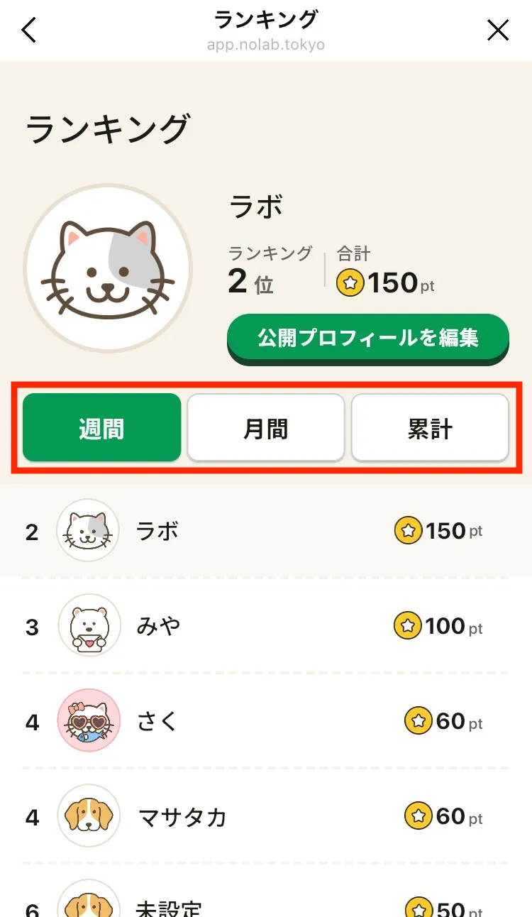 ランキング画面